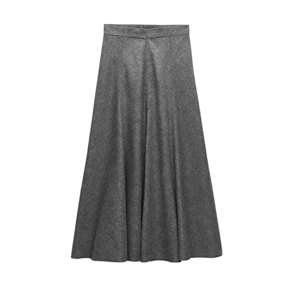 ZARA Wool blend cape skirt Midi A-line silhouette ZW collection Gray size XS NWT - Picture 12 of 12